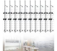10 Pack Silver Aluminium Alloy Eyeglass Rods, Secure Lock Lunettes de soleil Support Organisateur rack pour magasin optique, décoration d'intérieur et rangement de cadre, support mural d'économie d'es