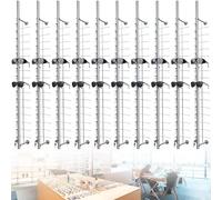 10 Pack Silver Aluminium Alloy Eyeglass Rods, Secure Lock Lunettes de soleil Support Organisateur rack pour magasin optique, décoration d'intérieur et rangement de cadre, support mural d'économie d'es