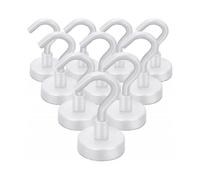 10 Pack Strong Magnetic Hooks Heavy Duty 22lbs, Rare Earth Magnets for Refrigerator, Kitchen, Office, Home, Cruise - White
