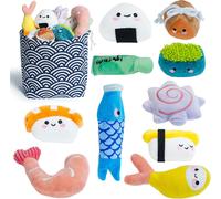 10 Pack Sushi for Small Dogs Keep Them Busy,Cute Plush Plush Toys with Bag,Plush Squeaky Toy for Small Medium Dogs,Birthday Gifts for