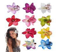 10 Pack Tropical Flower Hair Clips, Boho Orchid Hair Accessories for Women | 10 Pack Artificial Orchid Flower Hair Clips, Bohemian Tropical Hair Accessories for Beach Vacation Wedding Party and Bridal W