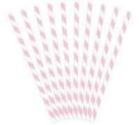 10 pailles carton rayées candy bar 19.5cm rose - partydeco spp1-081j Rose G