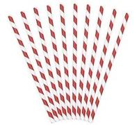 10 Pailles rayées rouges