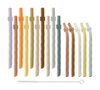 10 Pailles Droites Et 5 Pailles Coudées Avec 1 Brosse À Paille, Pailles Réutilisables, Pailles Souples Et Résistantes, Pailles À Boissons