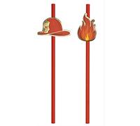 Goodmark 10 Pailles en Carton Pompier Rouges 20 cm - Rouge - Taille Unique