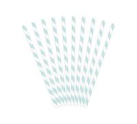 PartyDeco Pailles en carton écologiques rayées bleu ciel et blanches 19,5 cm – Lot de 10