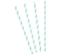 PartyDeco Pailles en carton rayées Bleu pastel 19,5 cm – 10