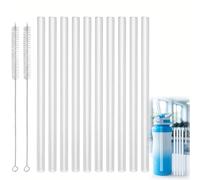 10 Pailles Réutilisables de Remplacement Compatibles avec Hydro Flask, 18-64 oz Bouteilles d'Eau, Pailles Transparentes Sans BPA avec 2 Brosses de Nettoyage pour Smoothies Jus Thé Eau!