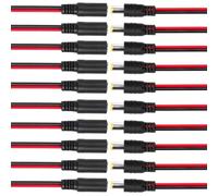 10 Paires 22AWG 2.1 X 5.5 mm 12V DC Alimentation Pigtail Cable Connecteur | 25 cm DC Alimentation Pigtail Câble, DC Alimentation Connecteur Mâle Fiche et Femelle Prise Kit, pour CCTV Caméra DVR/NVR