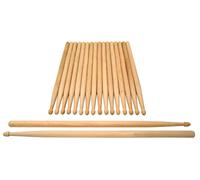10 Paires 7A Baguettes de Bois Érable Pointe Bois pour Batterie Tambour Battes