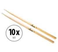 10 Paires 7A Baguettes de Bois Érable Pointe Nylon pour Batterie Tambour Battes