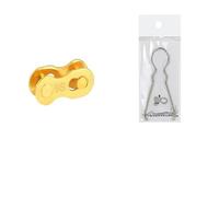 10 Paires Attaches Rapides Vélo, Connecteur de Chaîne Universel pour VTT et Vélo de Route, Maillon Rapide avec 1 Outil de Montage(Gold 1speed)