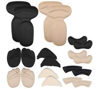 10 Paires Autoadhésifs Protège Talon Chaussure,Doublure de Talon Coussinets Adhésifs Réutilisables,Cousinette Talon de Sport Antidérapant,Insert Orteil Convient à la Plupart des Chaussures(Beige+Noir)