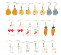 10 Paires Boucles d'Oreilles Pâques pour Femmes, Pendantes Boucles d'Oreilles Lapin pour Filles Mignonnes Carottes en Forme d'Ouf Boucles d'Oreilles Ouf pour Fête de Pâques Cadeau Du Nouvel An
