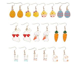 10 Paires Boucles d'Oreilles Pâques pour Femmes, Pendantes Boucles d'Oreilles Lapin pour Filles Mignonnes Carottes en Forme d'Ouf Boucles d'Oreilles Ouf pour Fête de Pâques Cadeau Du Nouvel An