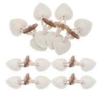 10 Paires Boutons Cœur en Corne, Couleur Crème | Fermeture à Coudre pour Créations Textiles, Finition Vintage Romantique, en PU, Corne et Polyester, pour Artisanes
