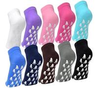 10 Paires Chaussettes Antidérapantes Femmes Coton Socquettes Yoga Pilates Grip Sport pour Danse Fitness Yoga Pilates Sports Hôpital 35-42