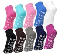 10 Paires Chaussettes Antidérapantes Femmes Coton Socquettes Yoga Pilates Grip Sport pour Danse Fitness Yoga Pilates Sports Hôpital 35-42