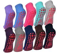 10 Paires Chaussettes Antidérapantes Femmes Coton Socquettes Yoga Pilates Grip Sport pour Danse Fitness Yoga Pilates Sports Hôpital 35-42