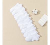 10 paires Chaussettes courtes rayées et unies confortables décontractées pour enfants, pour enfants de taille moyenne et grande 8-12Y,1-2Y,2-3Y,3-8YUnicoloreÉtoffe