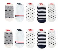 10 Paires Chaussettes de Cheville pour Femmes, Coton Mignon Amour Coeur Rayé Conception Dames Chaussettes Courtes Respirantes pour Filles Course à Pied Fitness Marche Cadeaux