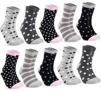 10 Paires Chaussettes mi-mollet Femme en Coton 39-42/35-38, Chaussettes Colorées et Douces pour Femmes et Filles avec Rayures et motifs
