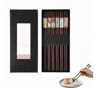 10 Paires de Baguettes Chinoises Réutilisables avec Coffret Cadeau | Baguettes Japonaises Effet Bois et Marbre Multicolore | Set de Couverts Asiatiques pour Sushi, Ramen, Nouilles
