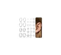 10 paires de boucles d'oreilles femme argent/or - Piercing oreille en acier inoxydable pour tragus, helix, conch - Ensemble petites créoles et clous d'oreilles - Bijoux femme/homme Argent-Perle
