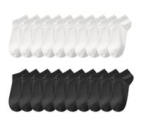 10 Paires De Chaussettes Basses, Chaussettes Baskets, Chaussettes Courtes, Chaussettes Baskets En Coton, Chaussettes Baskets Unisexes, Chaussettes Courtes (Noir, Blanc)