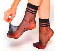 10 Paires De Chaussettes Durables Et Élégantes En Nylon Élastique Et Cristal Avec Détails À Pois Taille UniqueUnicolore,RayéTissu tricoté