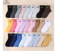 10 paires de chaussettes femme à motifs assortis avec des designs de visages et de cœurs 33-36,39-42,36-39,40-43,1 paire aléatoire [pack d'essai]Cartoon,Unicolore,RayéÉtoffe