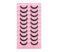 10 paires de cils à rayures russes DD cils bouclés faits à la main B, DH06-1