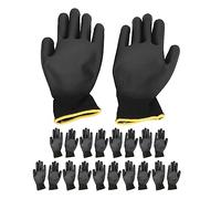 10 Paires de de Travail Antistatiques Enduits de PU pour le Laboratoire D'assemblage de sécurité en Nylon Noir + Manchette Tricotée (Noir 7S)