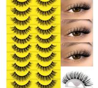 10 paires de faux cils moelleux à bande transparente, cils naturels et doux avec effet croisé et effilé, faux cils de vison complets pour un regard de chat Fibre synthétique