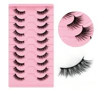 10 paires de faux-cils moelleux à demi-œil, style charmant et doux, allongeant les coins des yeux, doux et légers, convenant aux voyages, aux femmes, à un port quotidien, au maquillage léger, aux rend