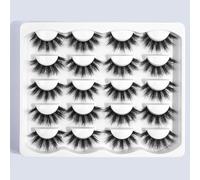 10 paires de faux cils naturels et moelleux, convenant pour un port quotidien, style dessin animé, indispensable pour les voyages Fibre chimique