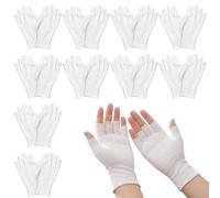 10 Paires de Gants Coton Blanc, Respirant Gants Coton Eczema Sans Doigts | pour Mains Sèches, Doux Confortables Gant Hydratants Fins, Adaptés à L'Hydratation, écran Tactile