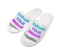 10 paires de pantoufles jetables personnalisées avec photo - Chaussons de Noël visage personnalisé unisexe - Mules d'intérieur pour hôtel, spa, graduation, mariage, fête et voyages sans chaussures