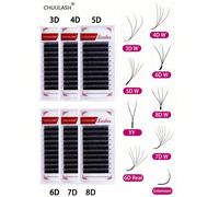 10 paires de rallonges de cils naturels doux professionnels CHUULASH YY/3D/4D/5D/6D/7D/8D/6D réels/extensions de cils 8D R/U-YY/3D marron/4D marron/5D marron Fibre chimique