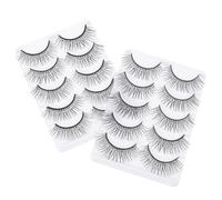 10 Paires Faux Cils Multicouches Noirs en Fibre, Naturels, Denses