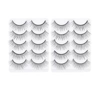 10 Paires Faux Cils Naturels en Fibre Noire, Volume Dense