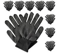 10 Paires Moufles de Jardinage Antidérapants Noirs, Polyester PVC, Lot 10 | Points Caoutchouc, Légers et Confortables, pour Atelier, Chantier, Pièces Auto et Outils