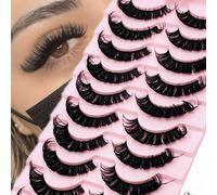 10 paires/paquet de faux cils volumineux et moelleux. Cils de vison 8D volumineux, effilochés et longs pour un regard dramatique et ébouriffé. Bandes de faux cils pour un effet de levage du regard et