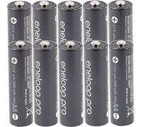 10 Panasonic eneloop Pro accumulateurs NiMH, AA Mignon, 2500mAh avec puissance extra forte et AccuCell AccuSafe