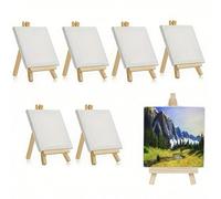 10 paquets de mini toiles et de chevalets mini. La taille des toiles est de 4'' x 4'' et la taille des chevalets est de 3,1'' x 5,9''. Idéal pour la peinture pour enfants, la peinture à l'huile et le 