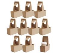 10 paquets de transport de boissons de livraison - Transporteur en carton robuste pour 2 ou 4 tasses - Transporteur en carton robuste, boîtes de transport de bouteilles de boissons pour le service