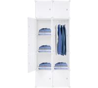 10 parallélépipèdes en plastique Armoire penderie,Etagères de rangement empilables en plastique en forme de cube, système d'étagères modulaire pour armoire DIY avec barre de suspension