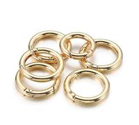10 pcs/5 pcs Ouvrable Métal Ressort Fermoir Anneau Mousqueton Rond Porte-clés Clip Crochet Boucle Sac Chaîne Connecteur pour la Fabrication de Bijoux DIY-KC Or, 25mm-10pcs
