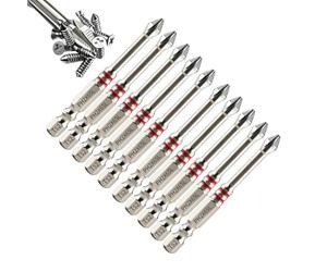 10 Pcs 65mm Anti-Slip Torsion Screwdriver Bits - TS2 S2 Steel PH2 | Hex Sha