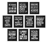 10 Pcs Affiches Murales Inspirantes Affiches de Motivation Citation Affiches d'Art d'Affirmation Positive avec 80 Points de Colle pour Décor Bureau Salle (Noir Blanc, 8 x 10 Pouces)